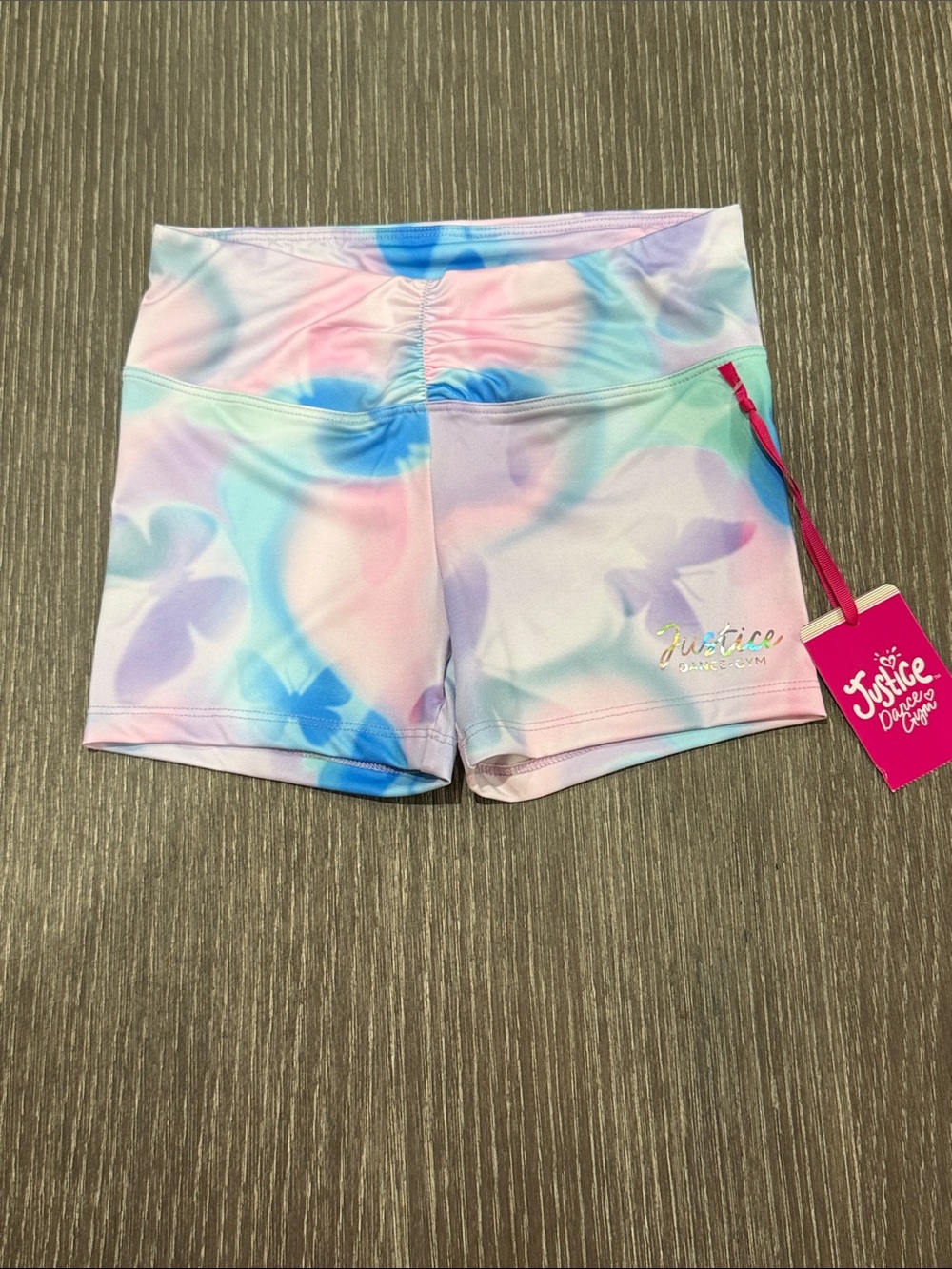 NWT Size small (7-8) Justice Pastel Tie-Dye Ruched Waist Shorts